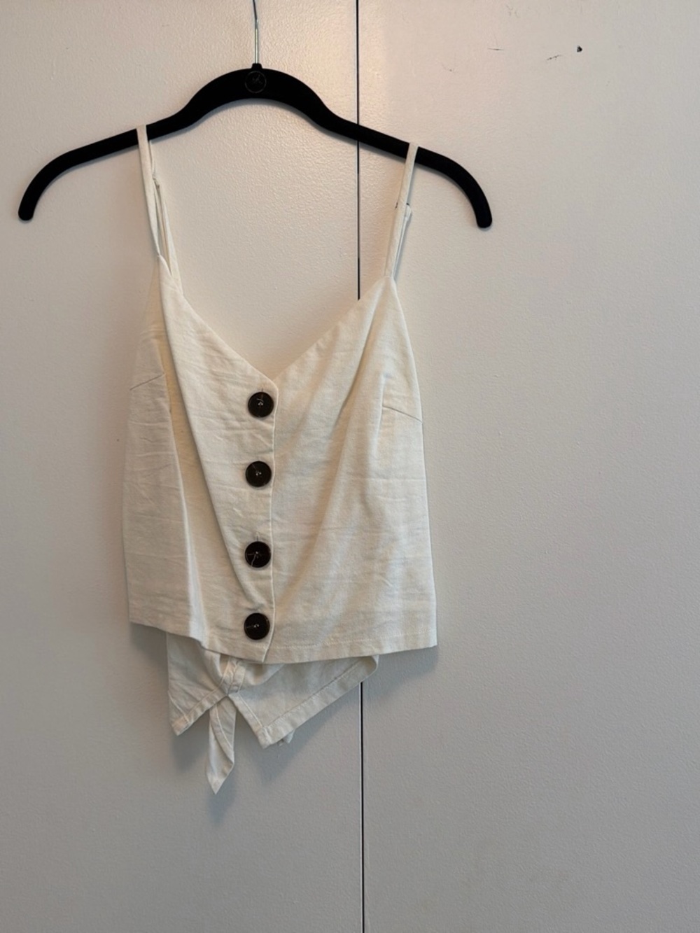 Women's Cream Button-Front Tie-Back Cami Top